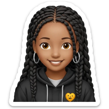 African American girl with long black box braids wearing black Christian hoodie sticker