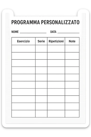 Scheda di allenamento di palestra con scritto "Programma Personalizzato" sticker