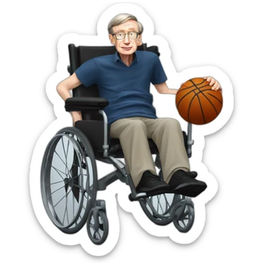 stephen hawking in wheelchair slam dunking basketball sticker