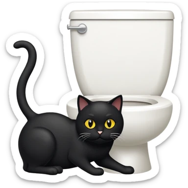 Un chat qui fait caca sur une toilette en or  sticker