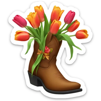 Cowboy boot with tulips sticker