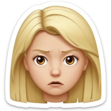 girl with blonde hair frowning aggressively  sticker