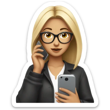 a student stylish girl in glasses checking her phone sticker