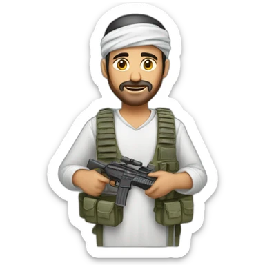 arab man wearing a keffiyeh and a plate carrier with lots of wires and a small timer sticker