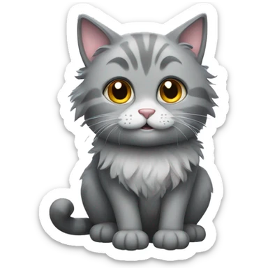 Fluffy gray cat sticker