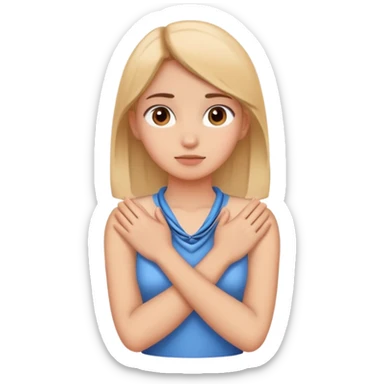 girl putting hands crossed over the neck sticker