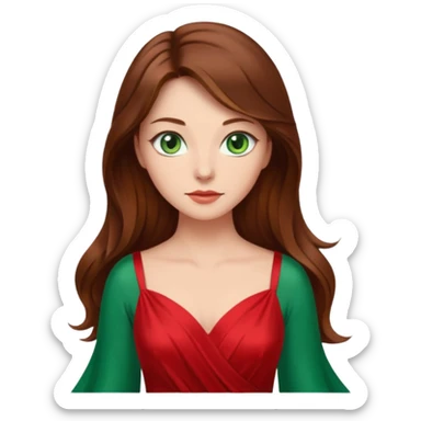 Handmaid woman with brown hair and green eyes. Wearing all red sticker