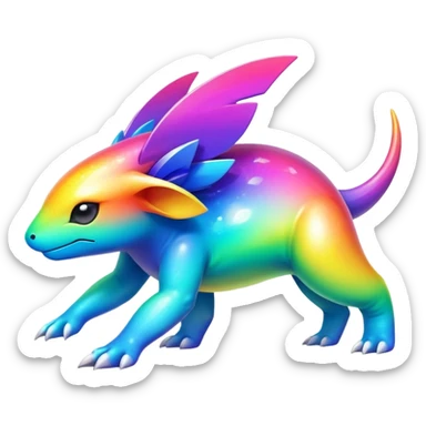  exotic tropical iridescent colorful nebula rainbow gradients cyber-Protogen-Fakémon-Pokémon-Vernid-creature sticker
