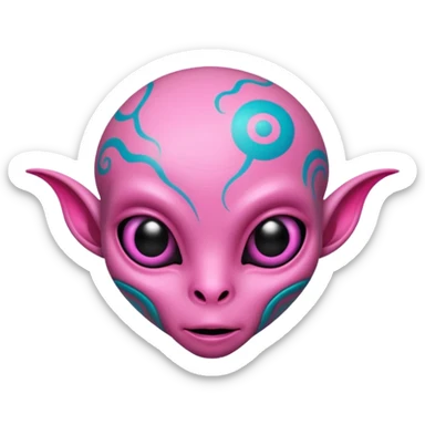 tatted pink alien head sticker