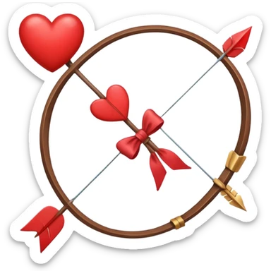 red bow and arrow with heart sticker