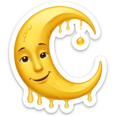 Mealting waning crescent moon make it without face and in yellow coliur sticker
