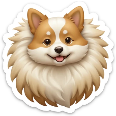 White and tan dog spinning sticker