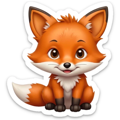 cute baby fox with grimacing face and perked ears sticker