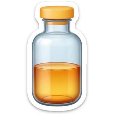 iOS-style emoji of a small medicine bottle. Rounded shape, clear label, simple clean design, smooth gradients, no background sticker