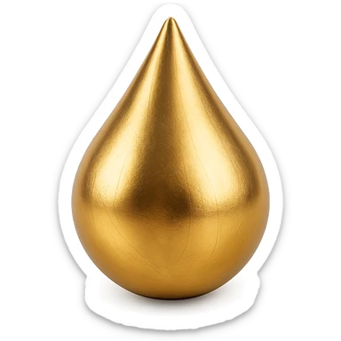 a single gold drop, shiny and metallic, gold emoji style, with a slight reflection sticker