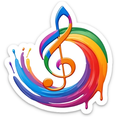 Abstract swirl combining a paint stroke, music note, and stage curtain – symbol of diverse artistic expression sticker