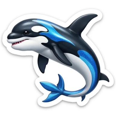 Black and white smooth shiny oily glossy glittery handsome orca-Salamence-Amaura-Garchomp-salandit-hybrid-fusion-creature sticker