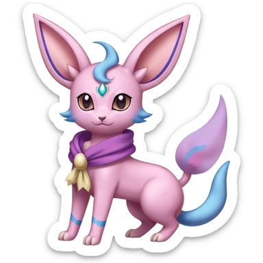 Shiny Cool Sparkly Cute Espeon-Sylveon-Nidorino-Fakemon-hybrid-fusion with a scarf full body sticker