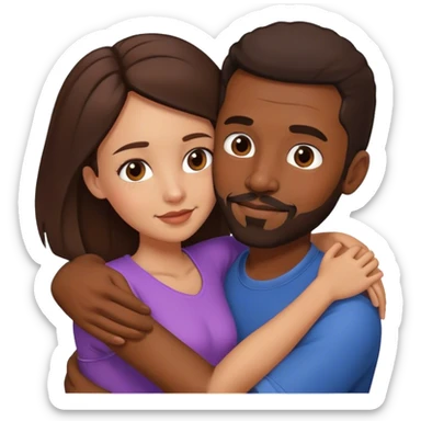 Black man with facial hair hug small pretty brunette woman sticker