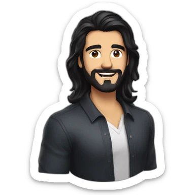 Voice over artist jefferson melo from brazil, bearded, wave mid long black hair, skin tone same as marias carey sticker