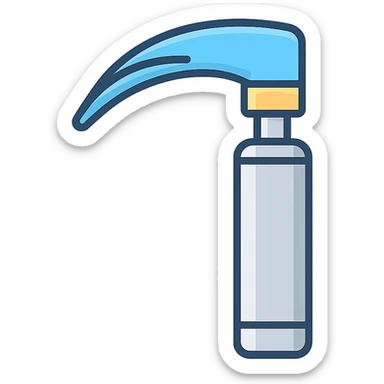 minimalist iOS app icon, professional medical style, sleek laryngoscope with metallic accents, gradient background clinical blue and white, clean, trustworthy, tech-inspired, subtle depth with soft shadows, iOS-flat-design, no text, single bold medical symbol centered sticker