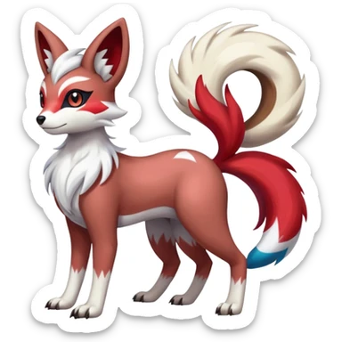 Colorful Skilled Adept Graceful Asian Painted Meloetta-Furret-Lycanroc-Absol-Zangoose-fusion-hybrid-creature (full body) sticker