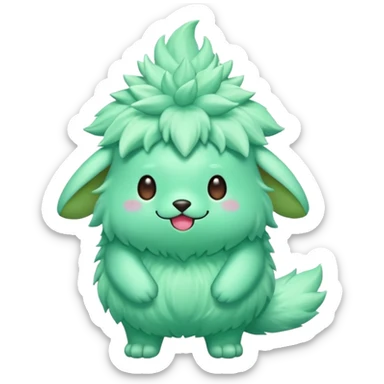 Minty Leaf Juicy Feline Fluffy Sprigatito-Fakémon-creature (full body) sticker