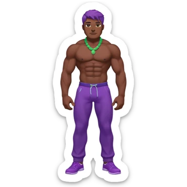 A big green man with abs and purple pants sticker