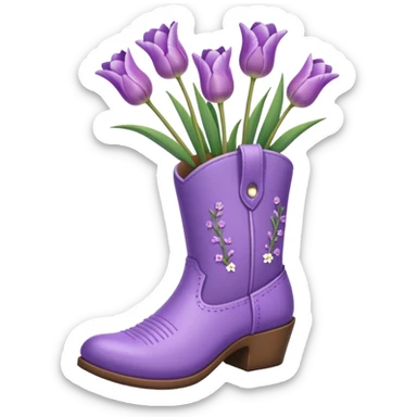 Create a singular cowboy boot filled with natural looking flowers ex. Lavender, baby’s breath, tulips etc  sticker