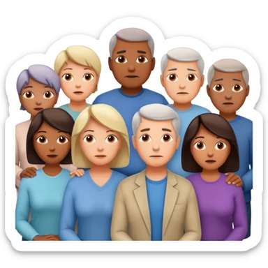 a gathering of middle aged adults as a support group sticker