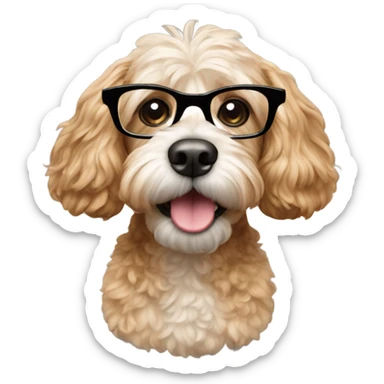 Cockapoo dog wearing glasses sticker