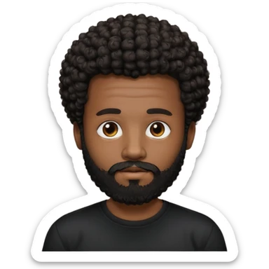 Dark brown skin man with beard and a tiny curly  Afro fade with dark dark brown eyes  sticker