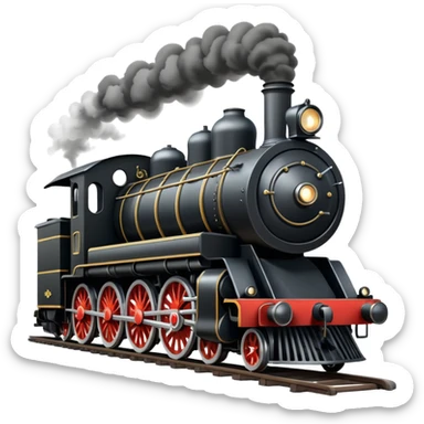 straight on view of an old-fashion steam train coming down the tracks sticker
