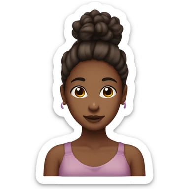 Black girl with brown eyes and coily hair in a bun with scrunchies sticker