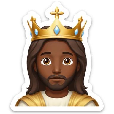 Dark skin christ Jesus with a heavenly crown sticker
