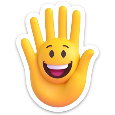 Add a 3D waving hand next to the smiling face in the same 3D emoji style, suitable for a Discord introduction channel. Keep the background transparent. sticker