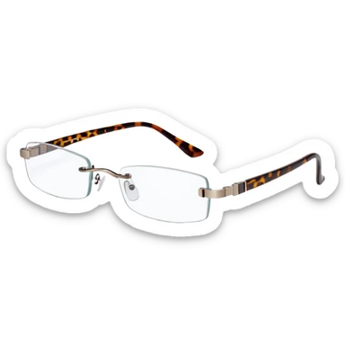 tiny Y2K tortoise printed rimless glasses, narrow rectangular lenses sticker