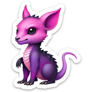 Cool Edgy Black-pink-purple-gradient badass Fionbri-Vernid-animal-creature full bodyd sticker