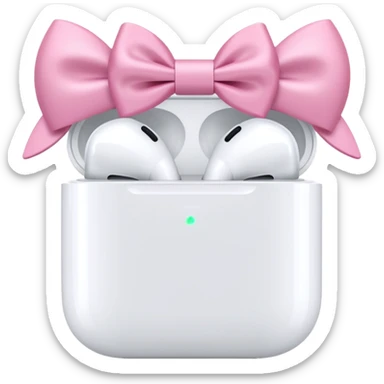 airpods max in white with pink bows sticker