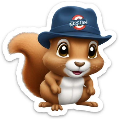 Squirrel with Boston hat sticker