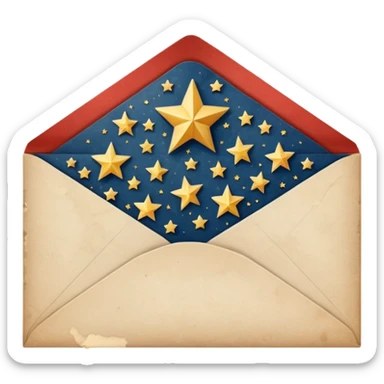 a beautiful old vintage  starry envelope white background sticker