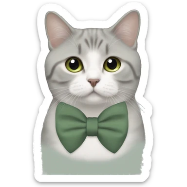 Aesthetic fat British short hair with sage green bow tie sticker