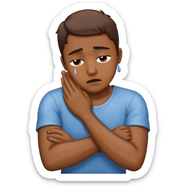 grabbing neck with arms crossed crying  sticker
