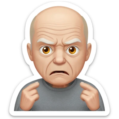 Old man, angry, sweater, bald
 sticker