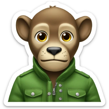 ein affe mit einer grünen Jacke  sticker