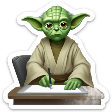 Master Yoda draws on a graphics tablet sticker