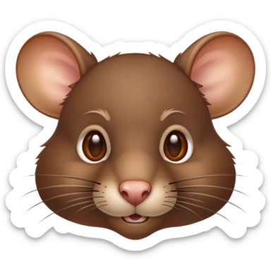 Cinematic Noble Brown Rat Portrait Emoji, Poised and alert, with a sleek, agile build and a smooth, well-groomed coat of warm brown fur, beady, determined eyes, Simplified yet sharp and sophisticated features, highly detailed, glowing with a soft, dignified glow, high shine, intelligent and resourceful, stylized with an air of urban savvy, focused and attentive, soft glowing outline, capturing the essence of a watchful and confident rat that feels as though it could scurry out of the screen with effortless authority! sticker