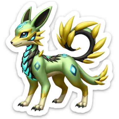  Exotic Meloetta-Zygarde-Zeraora-Renamon-Protogen-Palkia-hybrid-fusion-Fakémon-creature, full body sticker