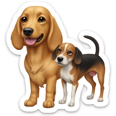 Mixed snouzer dog with a daushund dog golden brown sticker