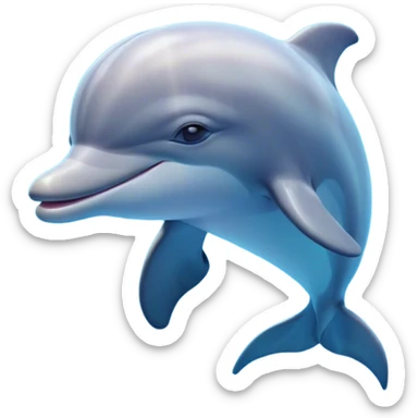 Cinematic Dreamy Dolphin Portrait Emoji, Floating serenely in a gentle sea of soft light, with a relaxed, streamlined body and half-closed, drowsy eyes that reflect a peaceful underwater lullaby, and a subtle, contented smile, Simplified yet irresistibly adorable features, highly detailed, glowing with a soft, dreamy aquatic radiance, high shine, calm and enchanting, stylized with an air of sleepy marine wonder, soft glowing outline, capturing the essence of a super cute dolphin that appears ready to drift into a sweet, soothing nap! sticker